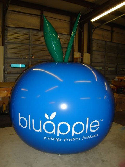 trade show balloons for 10x10 booths - custom blue apple helium balloon